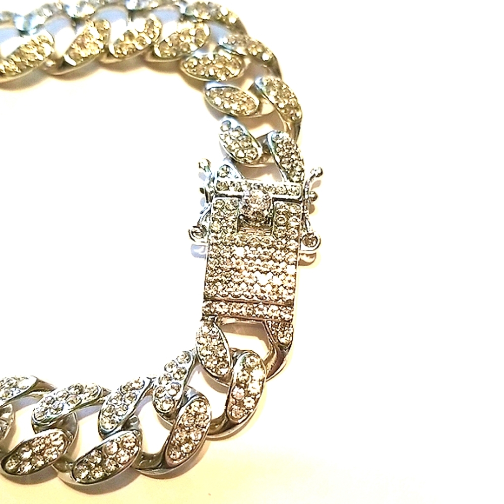 Bling bling mens chainlink bracelet - Picture 3 of 5